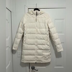 Wind River  Women's Hyper-Dri Down Ivory Puffer Hooded Jacket Size Medium NWT